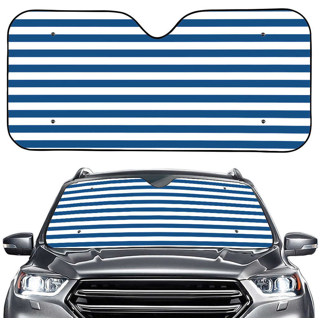 Blue And White Striped Pattern Print Car Windshield Sun Shade