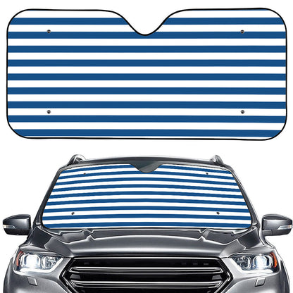 Blue And White Striped Pattern Print Car Windshield Sun Shade