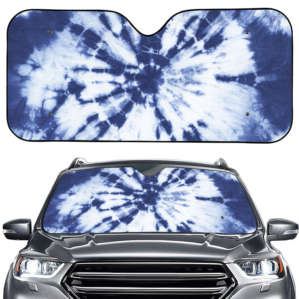 Blue And White Tie Dye Print Car Windshield Sun Shade
