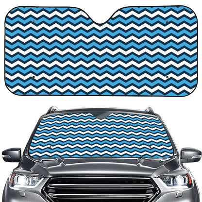 Blue And White Zigzag Pattern Print Car Windshield Sun Shade