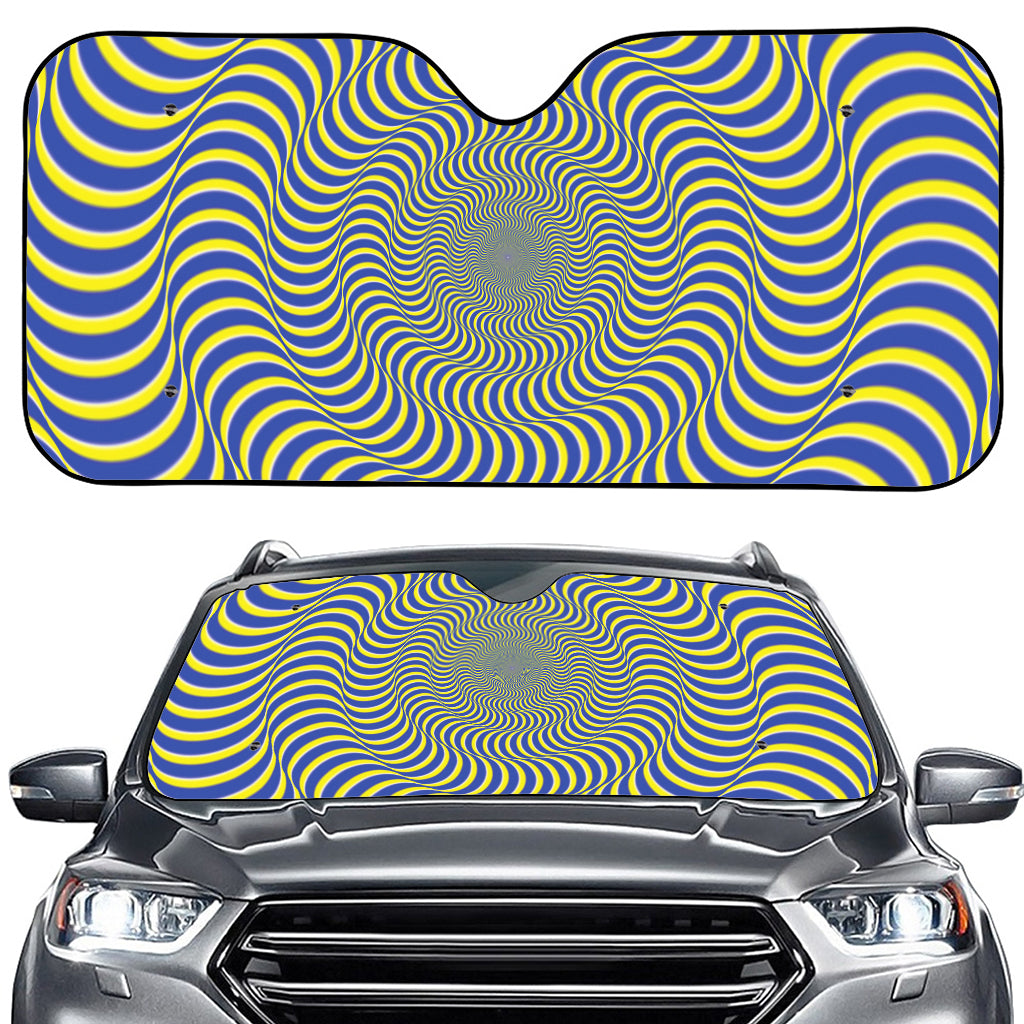 Blue And Yellow Illusory Motion Print Car Windshield Sun Shade