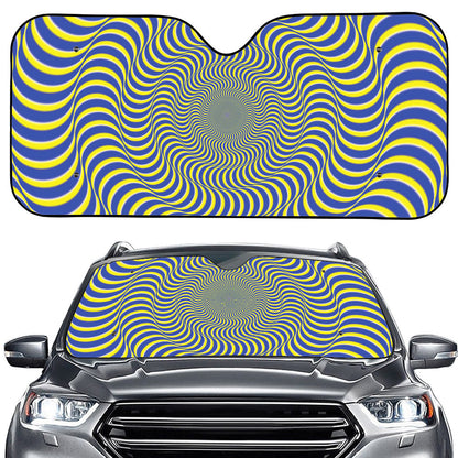 Blue And Yellow Illusory Motion Print Car Windshield Sun Shade