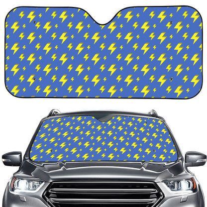 Blue And Yellow Lightning Pattern Print Car Windshield Sun Shade