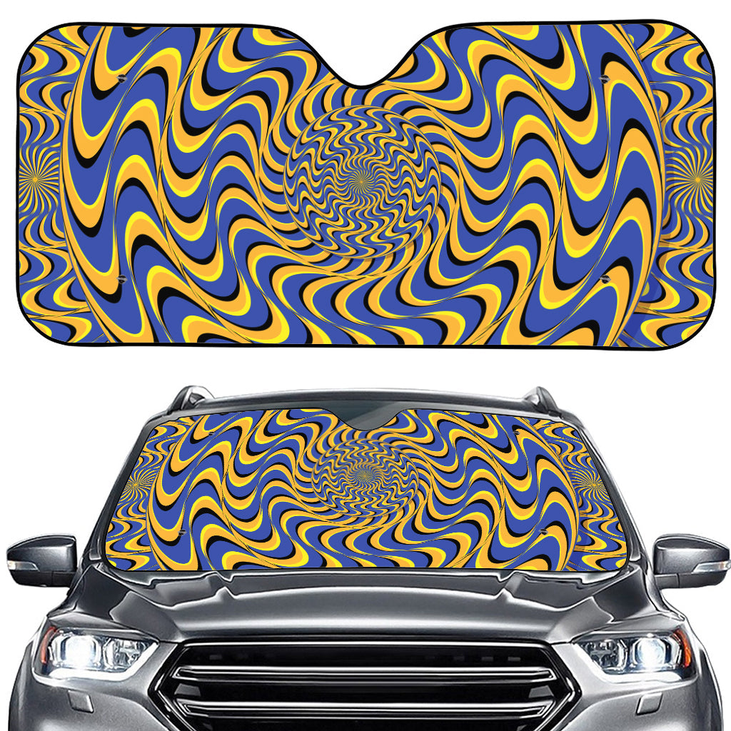 Blue And Yellow Motion Illusion Print Car Windshield Sun Shade