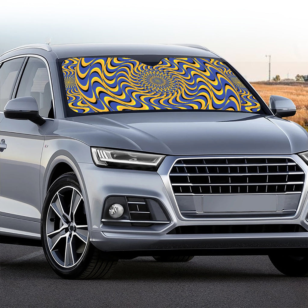 Blue And Yellow Motion Illusion Print Car Windshield Sun Shade