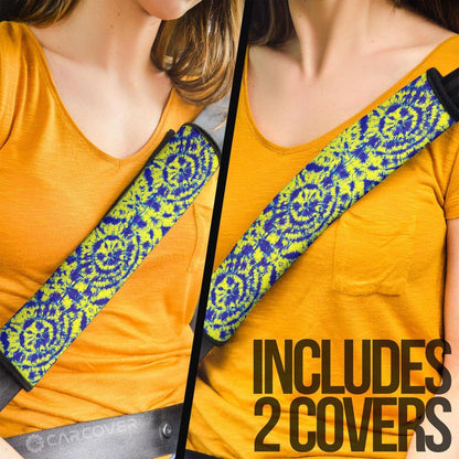 Blue And Yellow Tie Dye Seat Belt Covers Custom Hippie Car Accessories Gifts