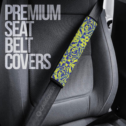 Blue And Yellow Tie Dye Seat Belt Covers Custom Hippie Car Accessories Gifts