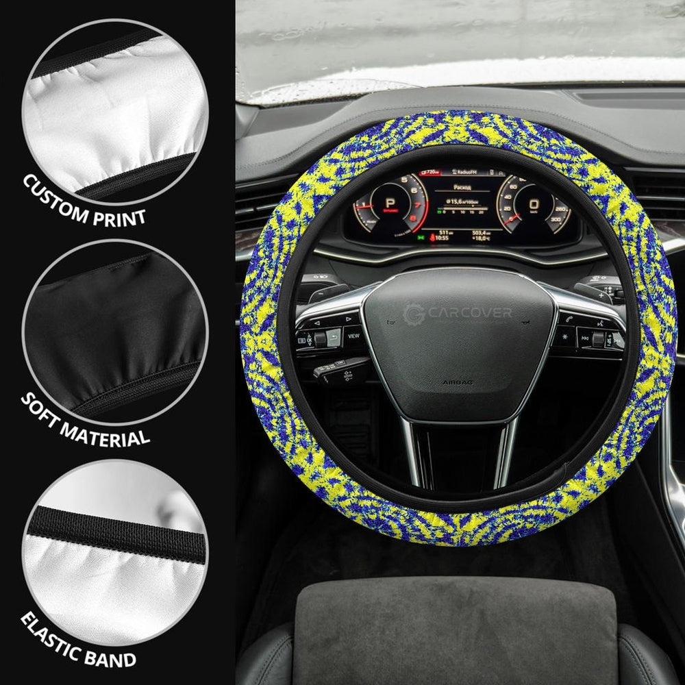 Blue And Yellow Tie Dye Steering Wheel Covers Custom Hippie Tie Dye Hippie Car Accessories