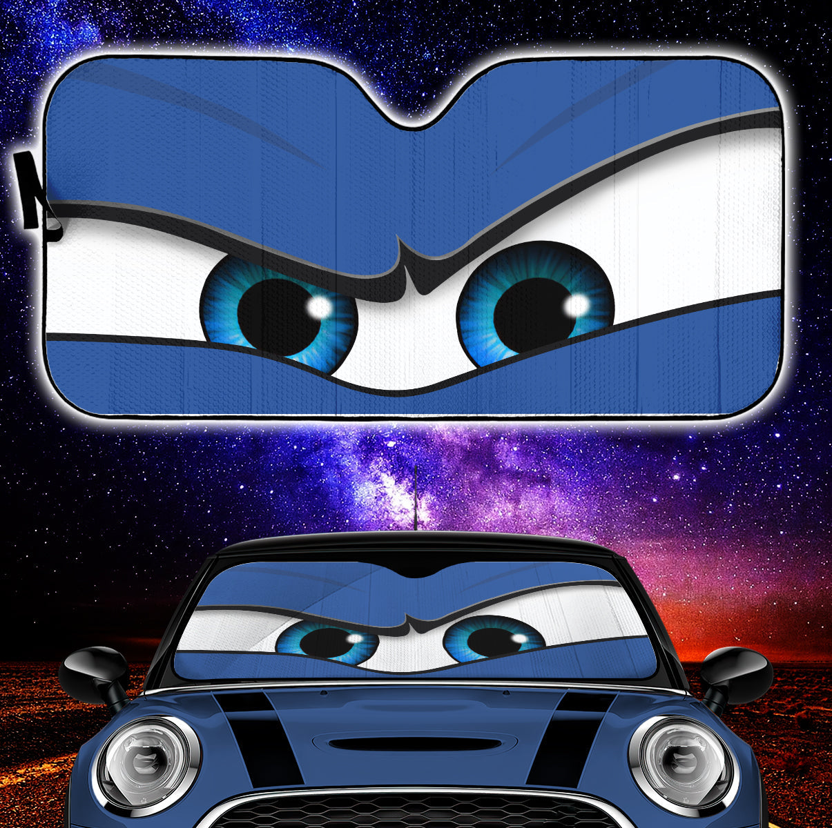 Blue Angry Eyes Car Auto Sun Shades