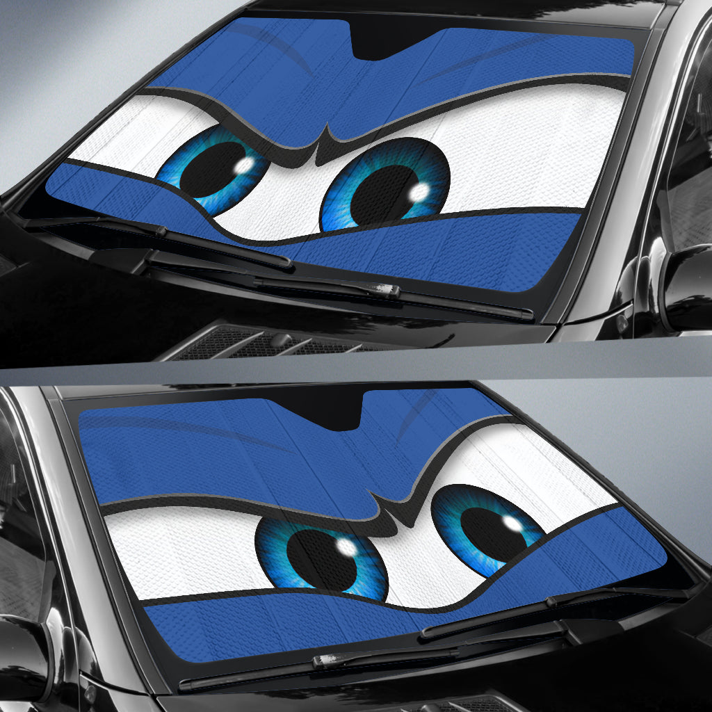 Blue Angry Eyes Car Auto Sun Shades