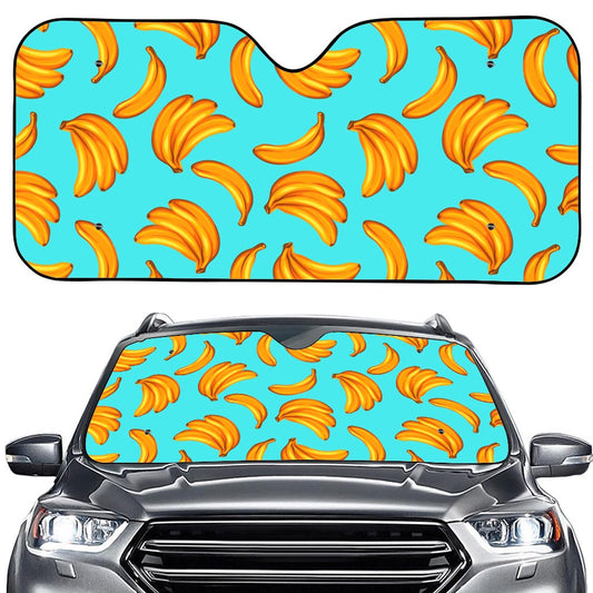 Blue Banana Pattern Print Car Windshield Sun Shade
