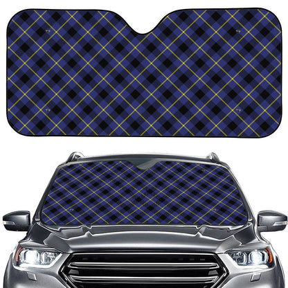 Blue Black And Yellow Plaid Print Car Windshield Sun Shade