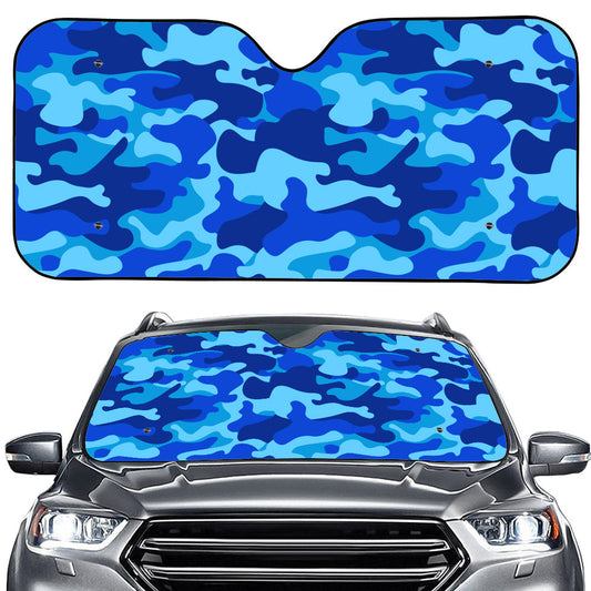 Blue Camouflage Print Car Windshield Sun Shade