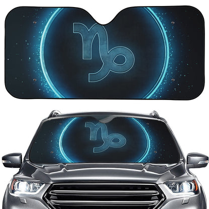 Blue Capricorn Zodiac Sign Print Car Windshield Sun Shade
