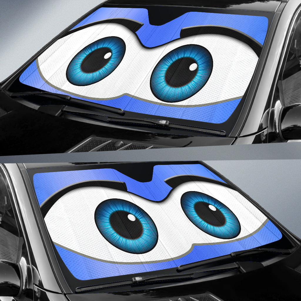 Blue Cartoon Eyes Car Auto Sunshades
