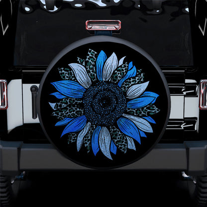 Blue Cheetah Sunflower Jeep Car Spare Tire Cover