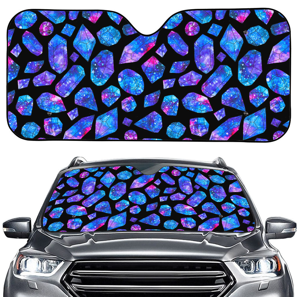 Blue Crystal Cosmic Galaxy Space Print Car Windshield Sun Shade