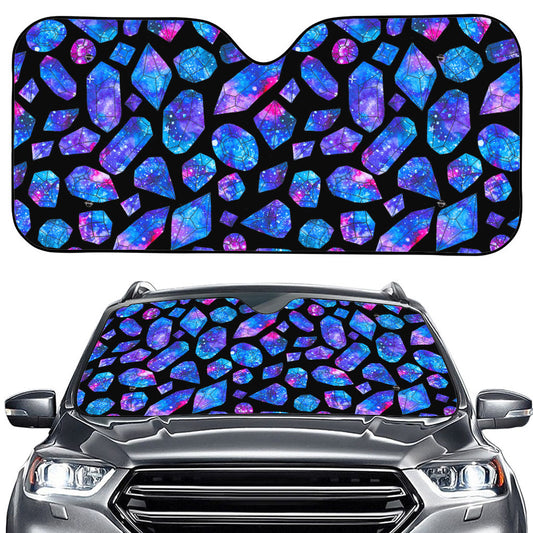 Blue Crystal Cosmic Galaxy Space Print Car Windshield Sun Shade