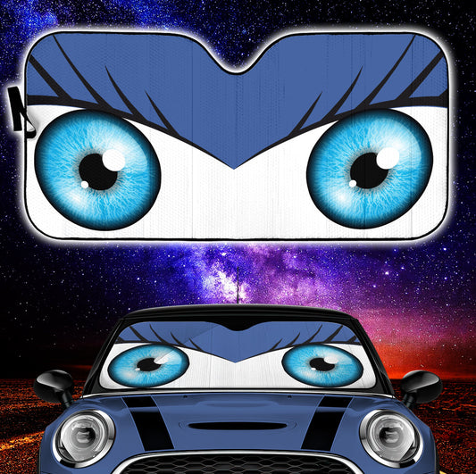 Blue Cute Eyes Cartoon Auto Sun Shades