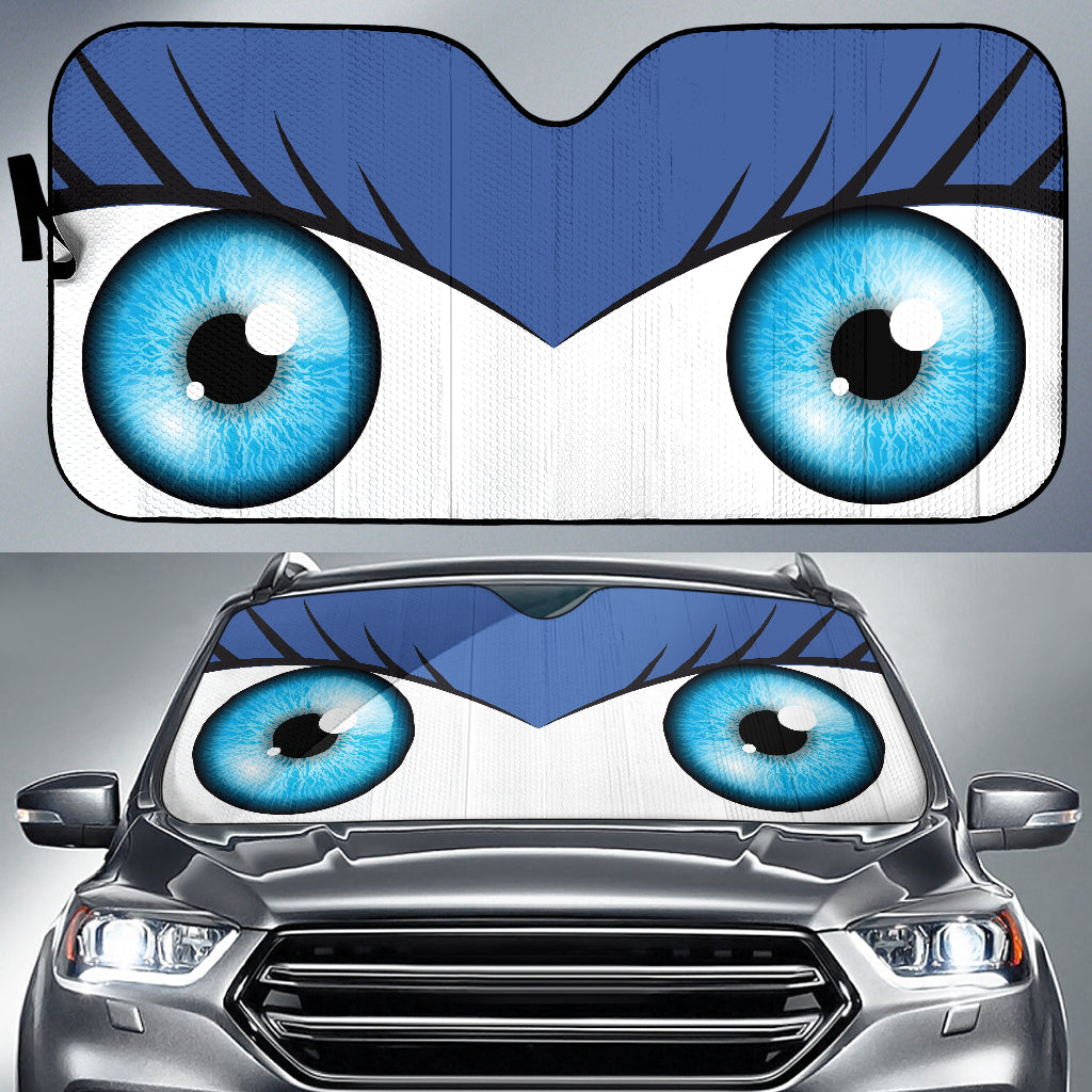 Blue Cute Eyes Cartoon Auto Sun Shades