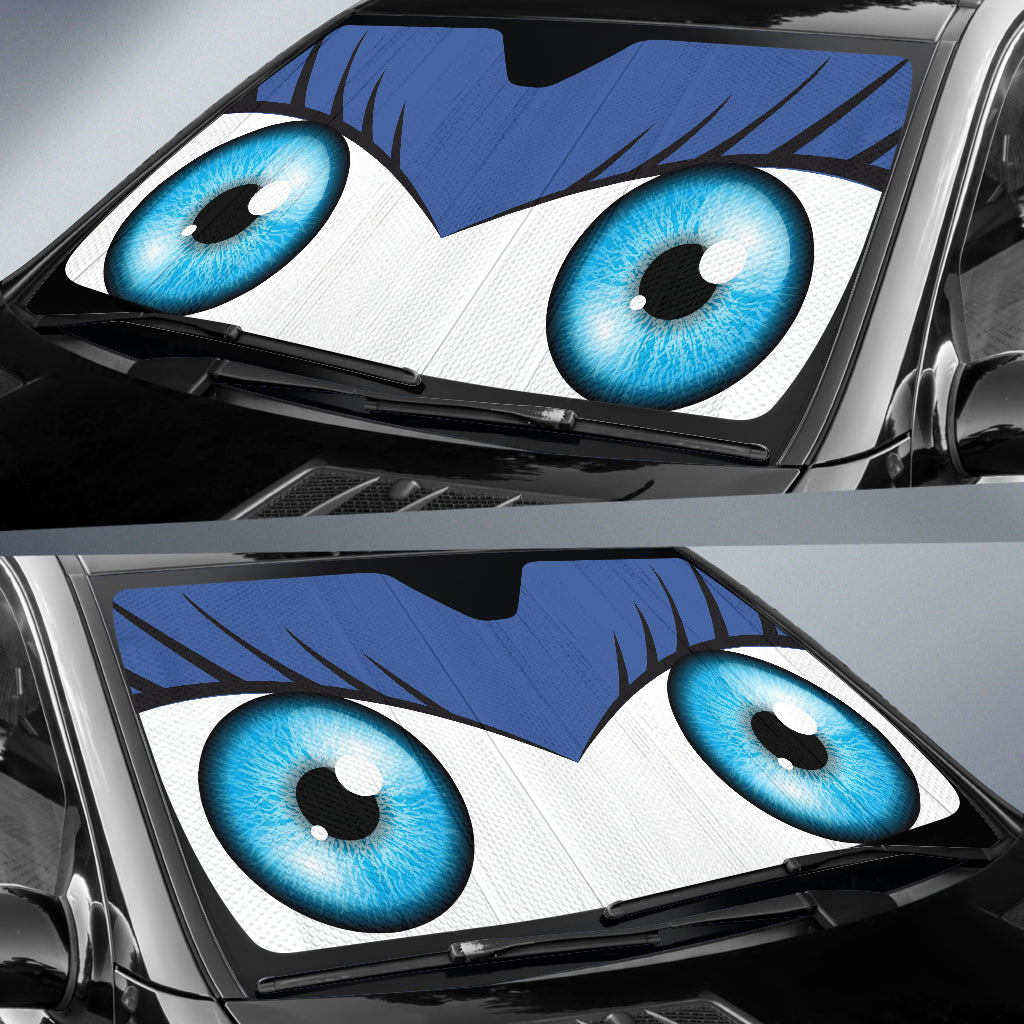 Blue Cute Eyes Cartoon Auto Sun Shades
