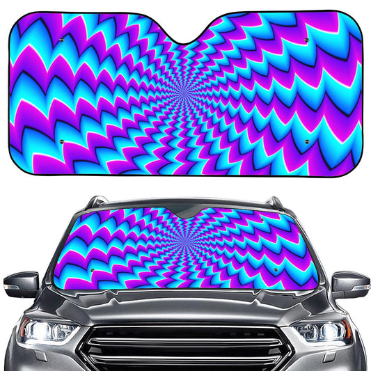Blue Dizzy Moving Optical Illusion Car Windshield Sun Shade