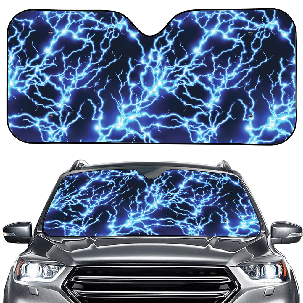 Blue Electric Lightning Print Car Windshield Sun Shade