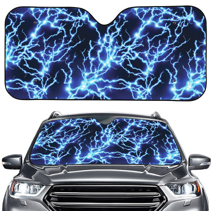 Blue Electric Lightning Print Car Windshield Sun Shade
