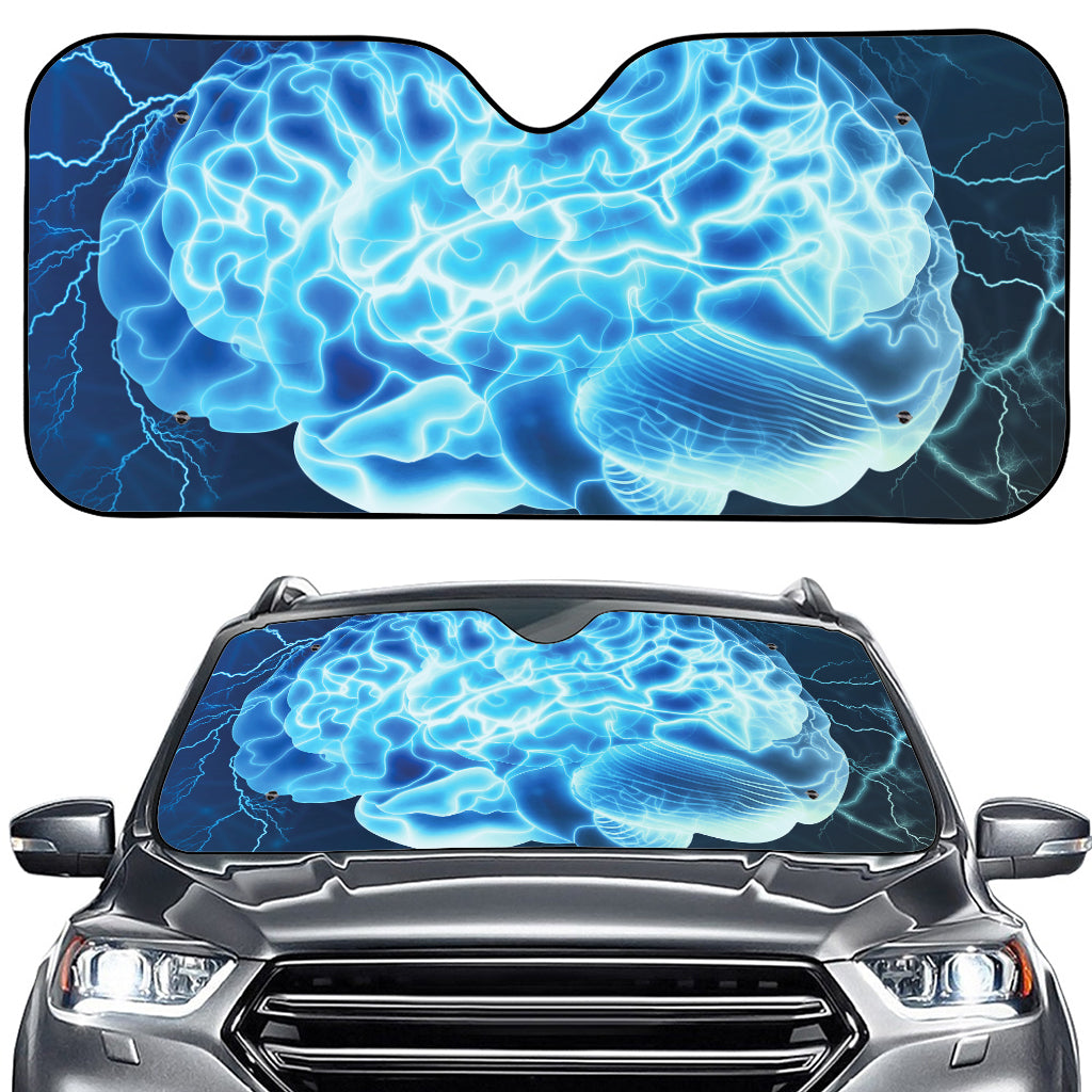 Blue Electrical Brain Activity Print Car Windshield Sun Shade