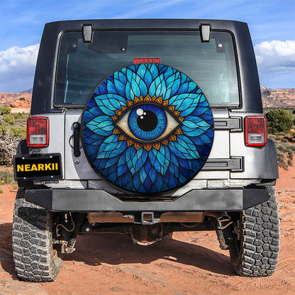 Blue Eyes Stained Glass Car Spare Tire Cover