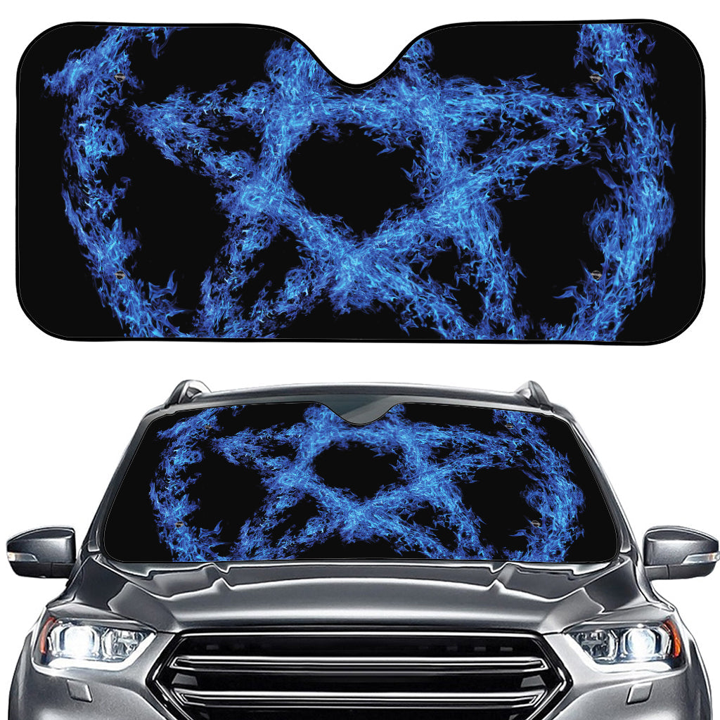 Blue Flame Pentagram Print Car Windshield Sun Shade
