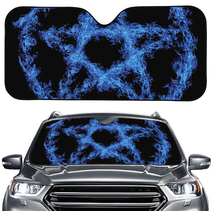 Blue Flame Pentagram Print Car Windshield Sun Shade