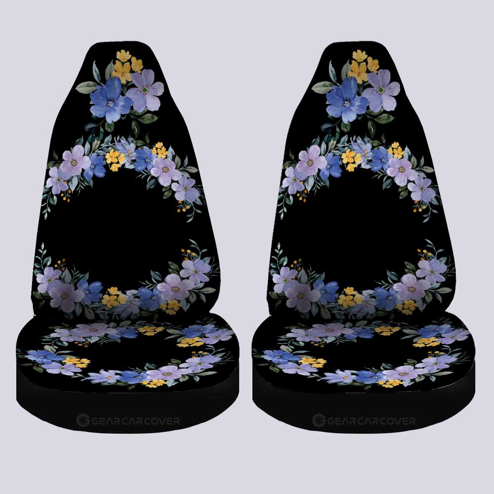 Blue Flowers Car Seat Covers Custom Personalized Name Car Accessories