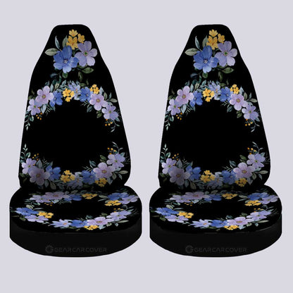 Blue Flowers Car Seat Covers Custom Personalized Name Car Accessories