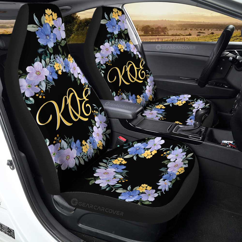 Blue Flowers Car Seat Covers Custom Personalized Name Car Accessories