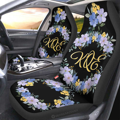 Blue Flowers Car Seat Covers Custom Personalized Name Car Accessories