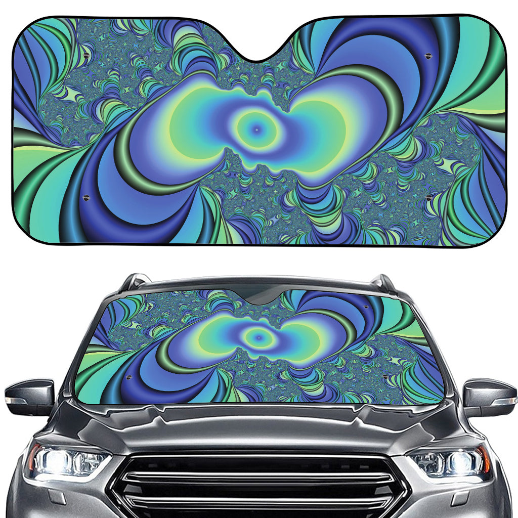 Blue Fractal Print Car Windshield Sun Shade