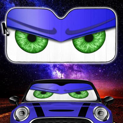 Blue Funny Angry Cartoon Eyes Car Auto Sun Shades Windshield Accessories Decor Gift