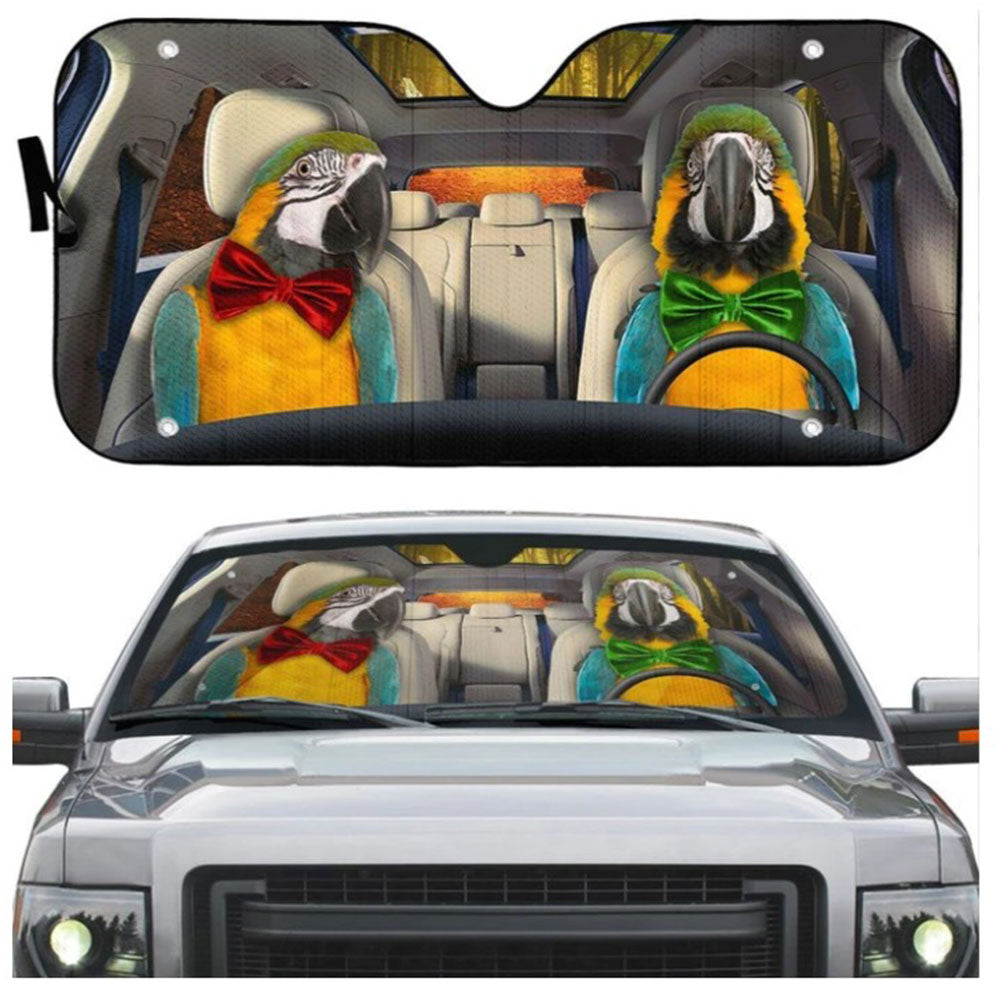 Blue Gold Macaw Parrot Car Auto Sun Shades Windshield Accessories Decor Gift