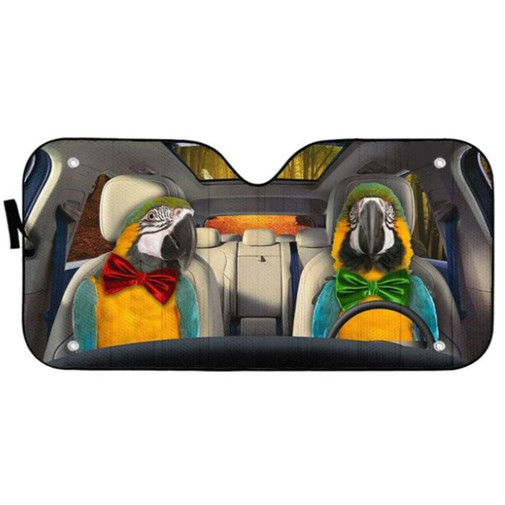 Blue Gold Macaw Parrot Car Auto Sun Shades Windshield Accessories Decor Gift
