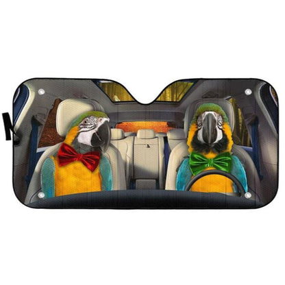 Blue Gold Macaw Parrot Car Auto Sun Shades Windshield Accessories Decor Gift