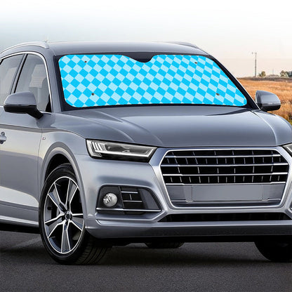 Blue Harlequin Pattern Print Car Windshield Sun Shade