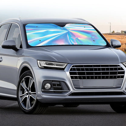 Blue Holographic Print Car Windshield Sun Shade