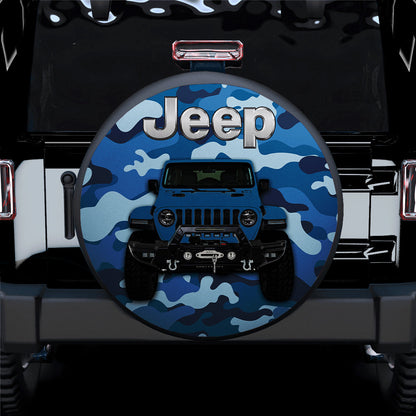 Blue Jeep Camouflage Car Spare Tire Cover