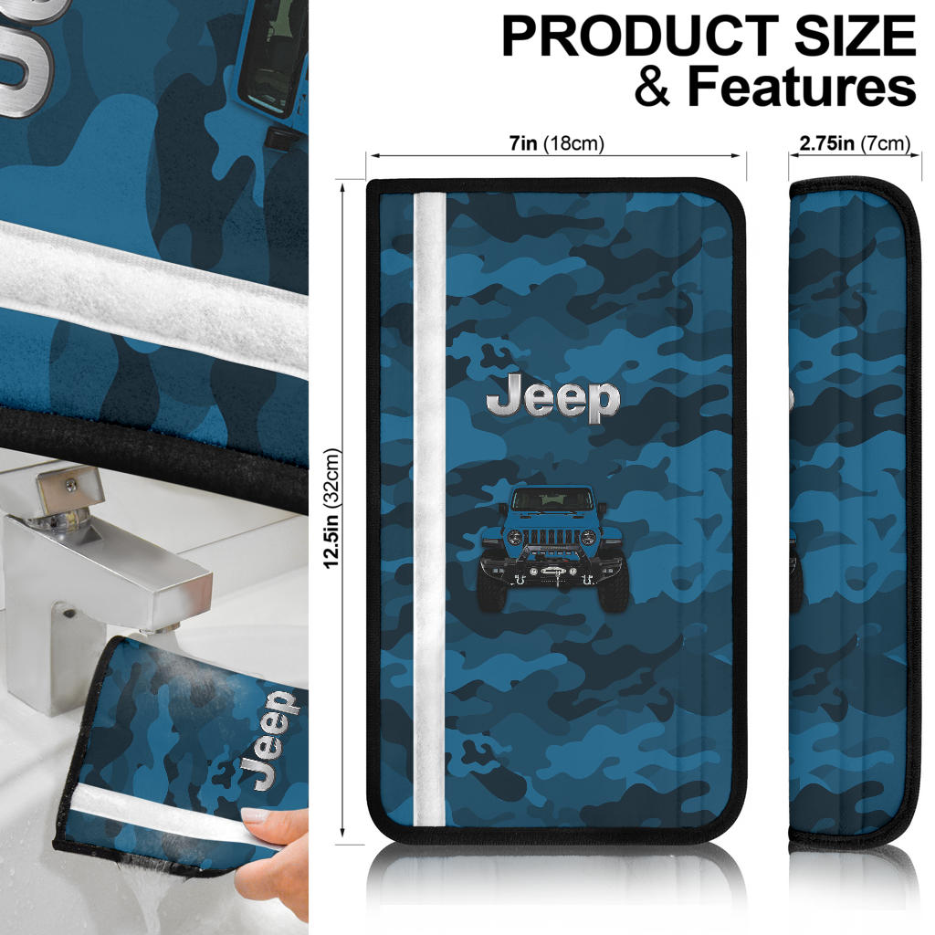 Blue Jeep Camouflage Car Seat Belt Cover Custom Car Accessories