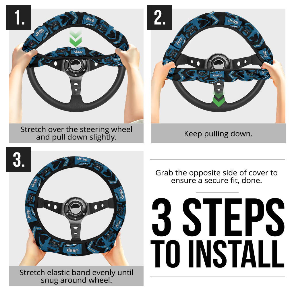 Blue Jeep Car Steering Wheel Cover