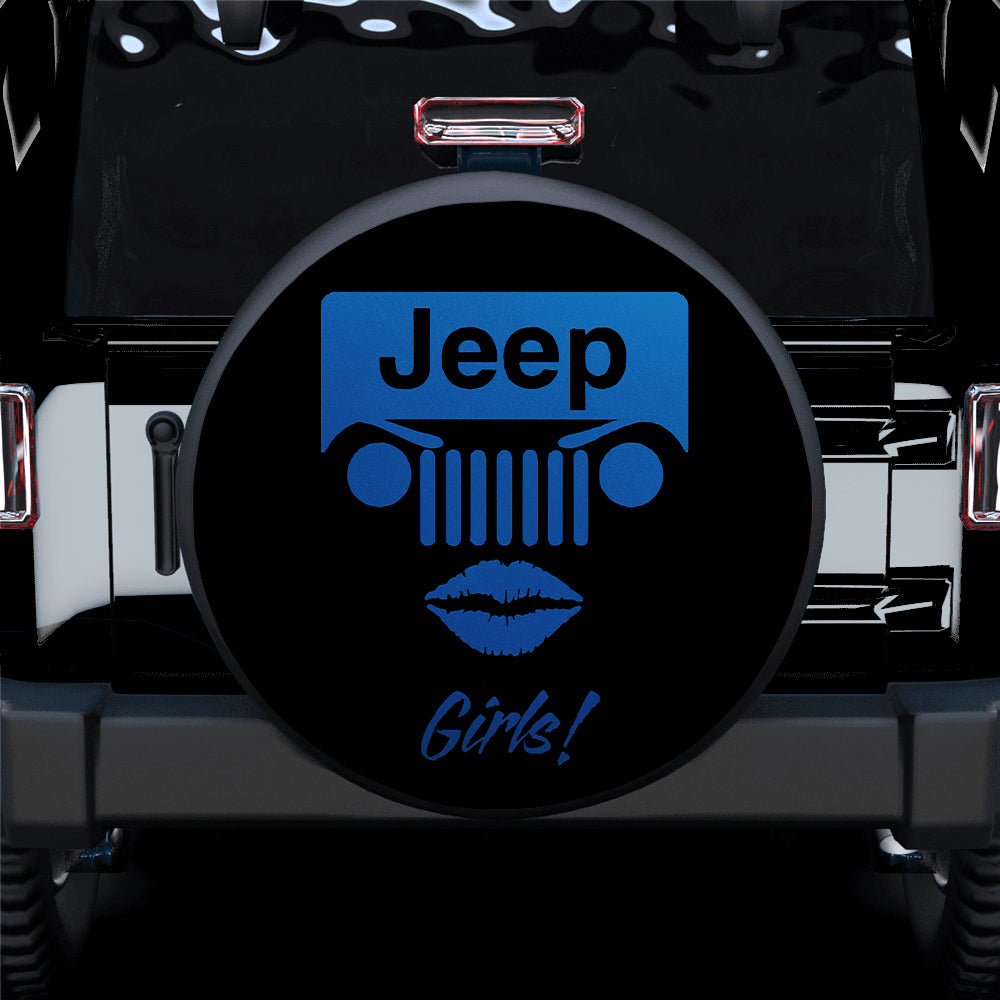 Blue Jeep Girl Car Spare Tire Cover