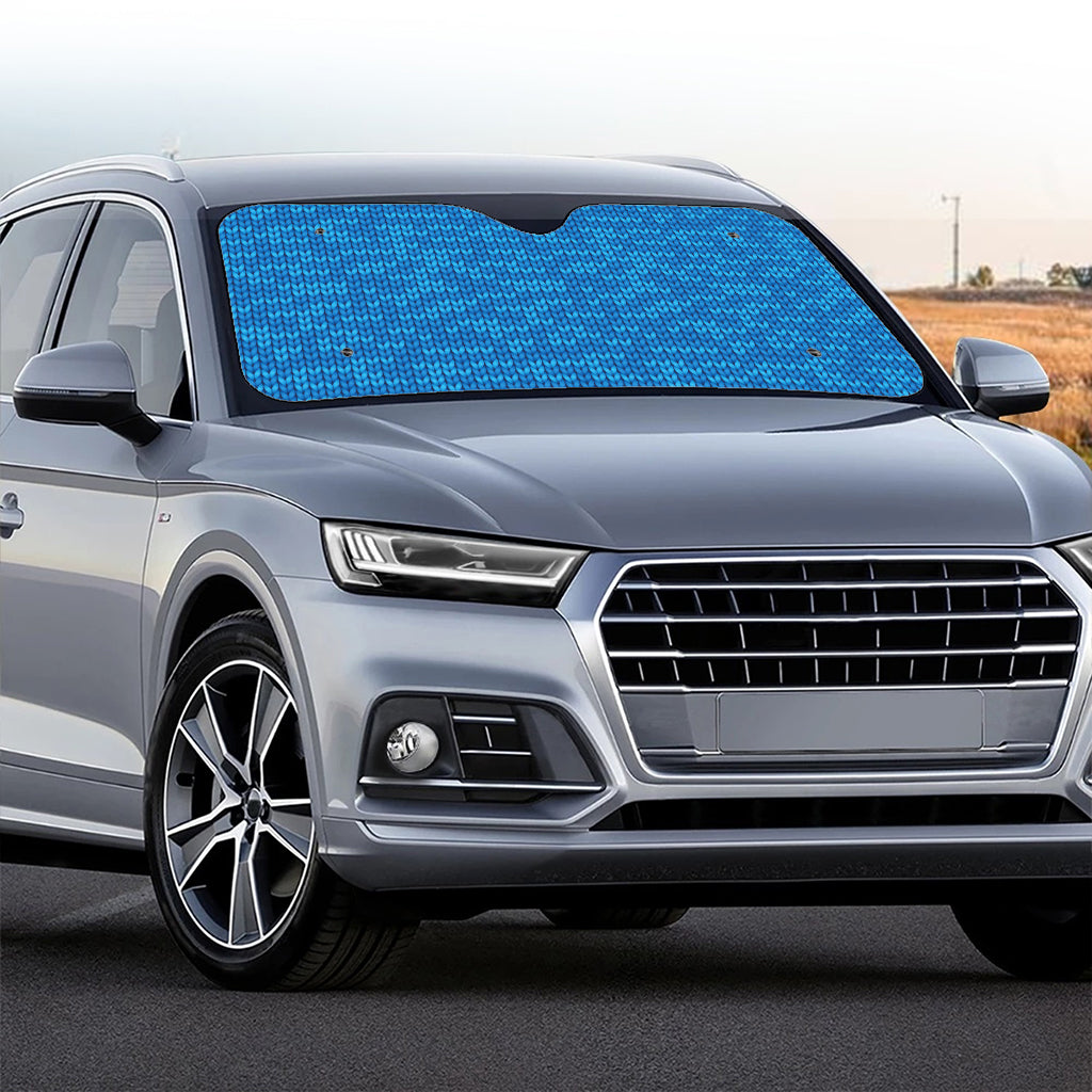 Blue Knitted Pattern Print Car Windshield Sun Shade