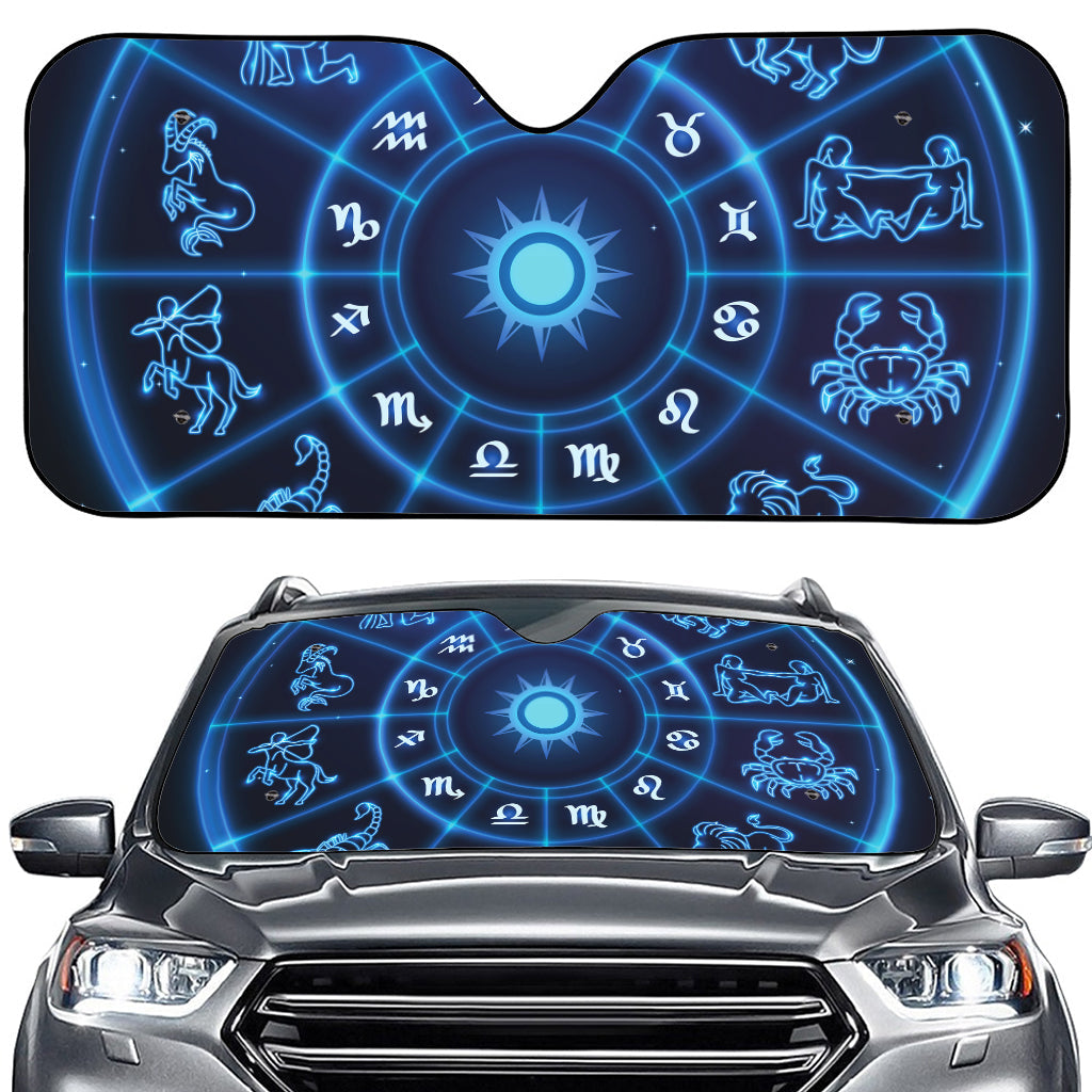 Blue Light Zodiac Circle Print Car Windshield Sun Shade
