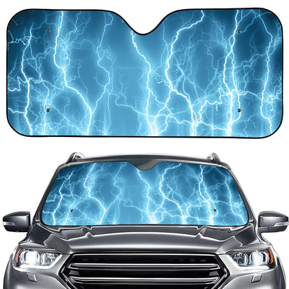 Blue Lightning Print Car Windshield Sun Shade